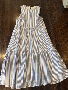 J. Crew Cotton Blue Striped Dress